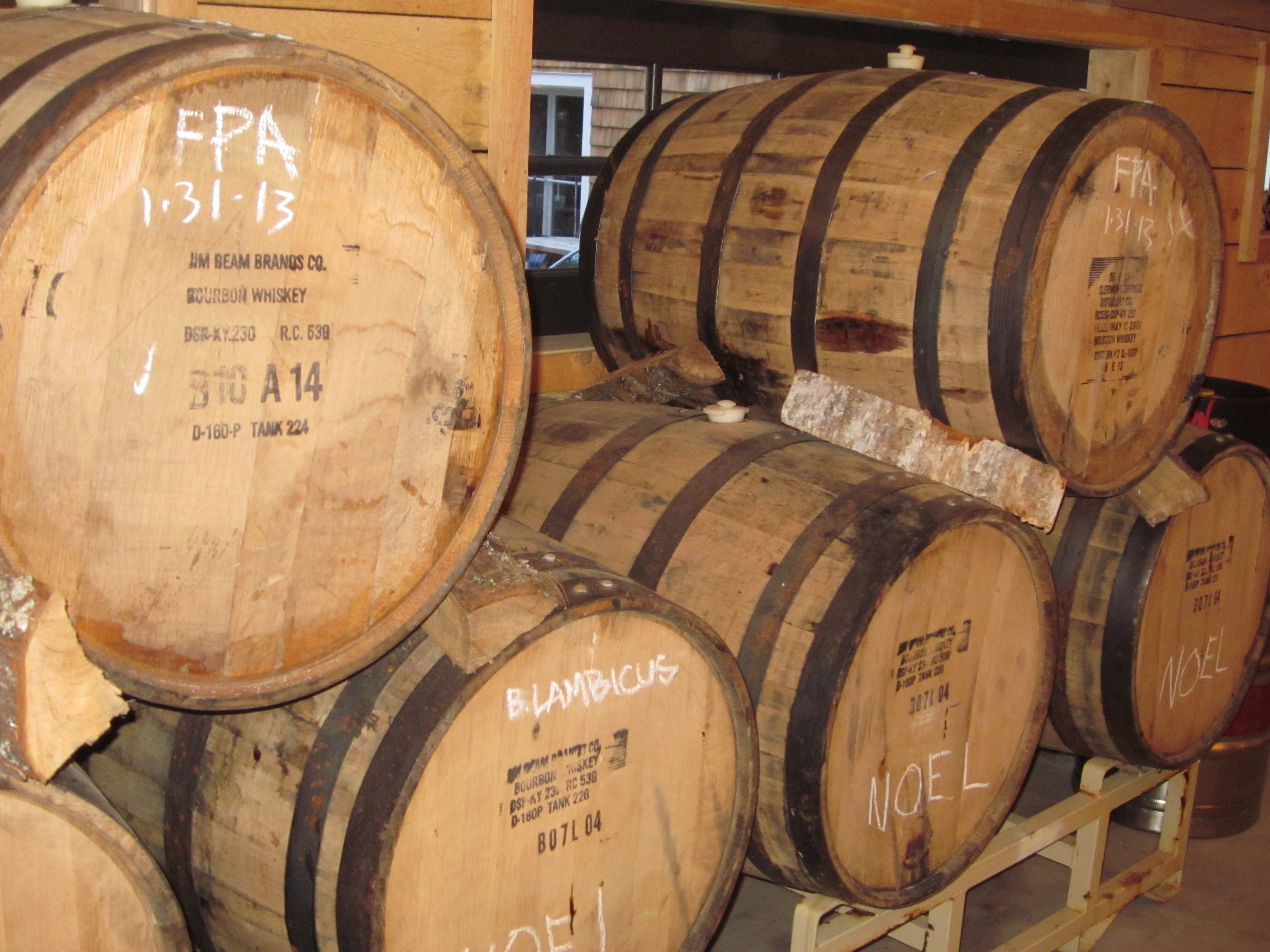 Resting casks of Oxbow ales