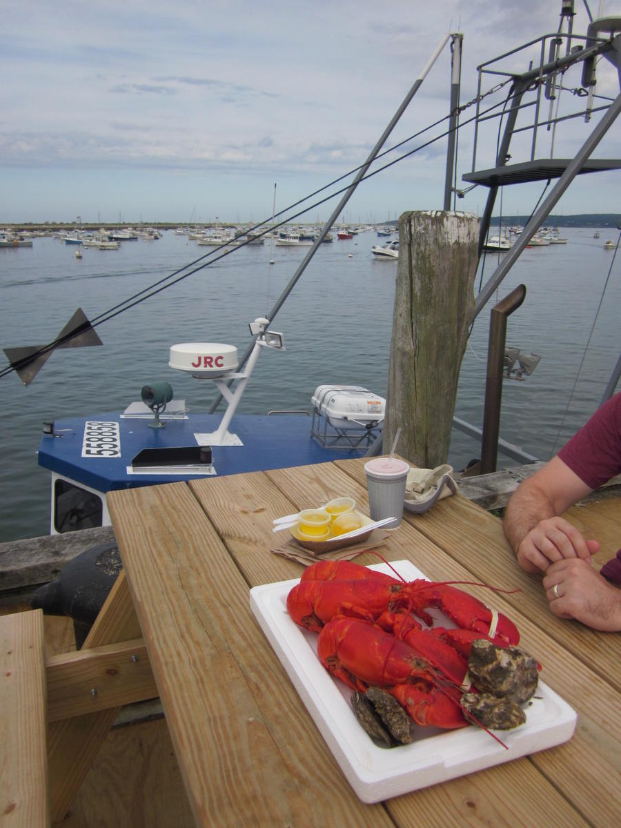 Lobsters on the pier with friends