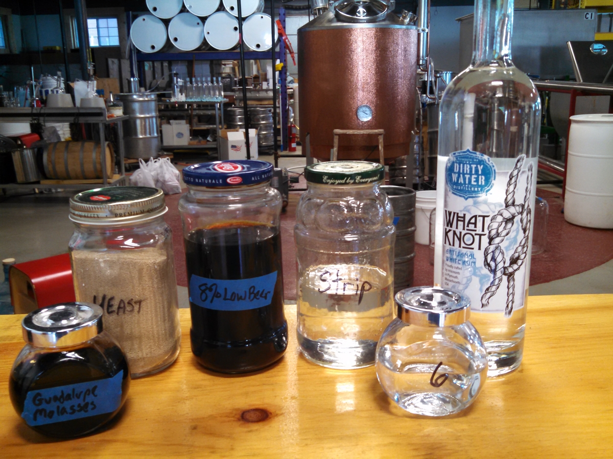 Ingredients used to make rum, at Dirty Water Distillery, Plymouth, MA