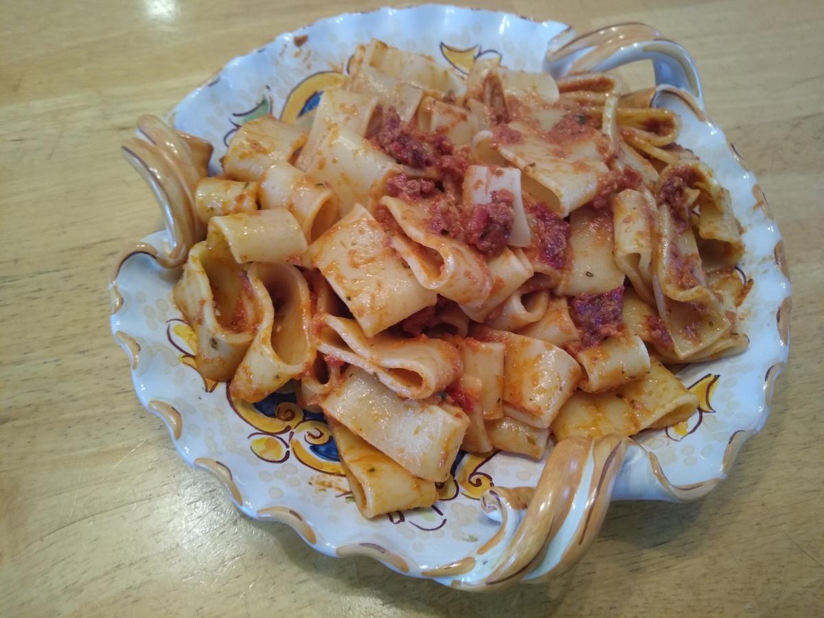 Pesto Rosso, with sun-dried tomatoes