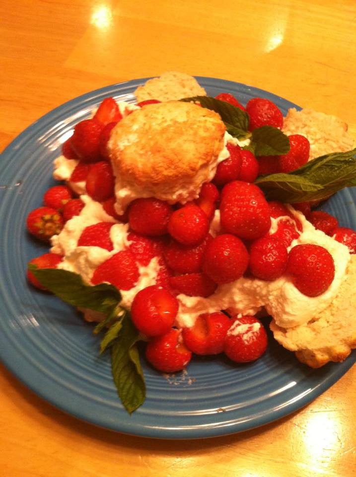 Strawberry Shortcake with fresh homegrown strawberries