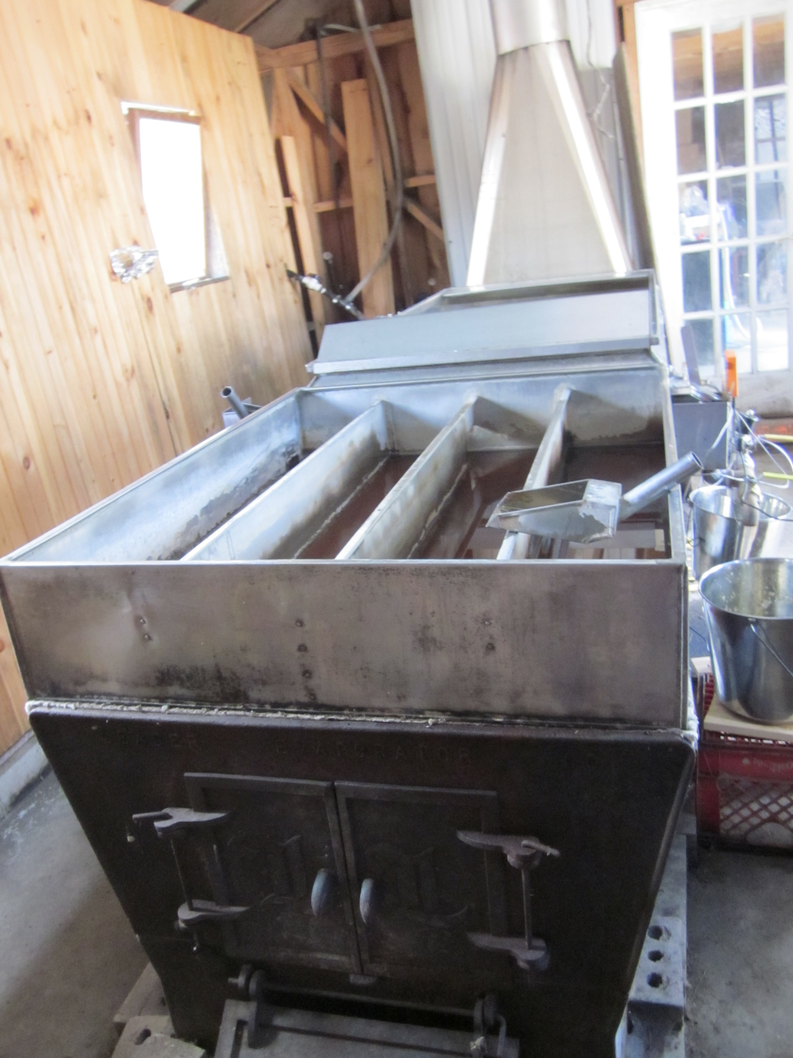 The wood-fired evaporator at Coopers Royal Heritage Farm