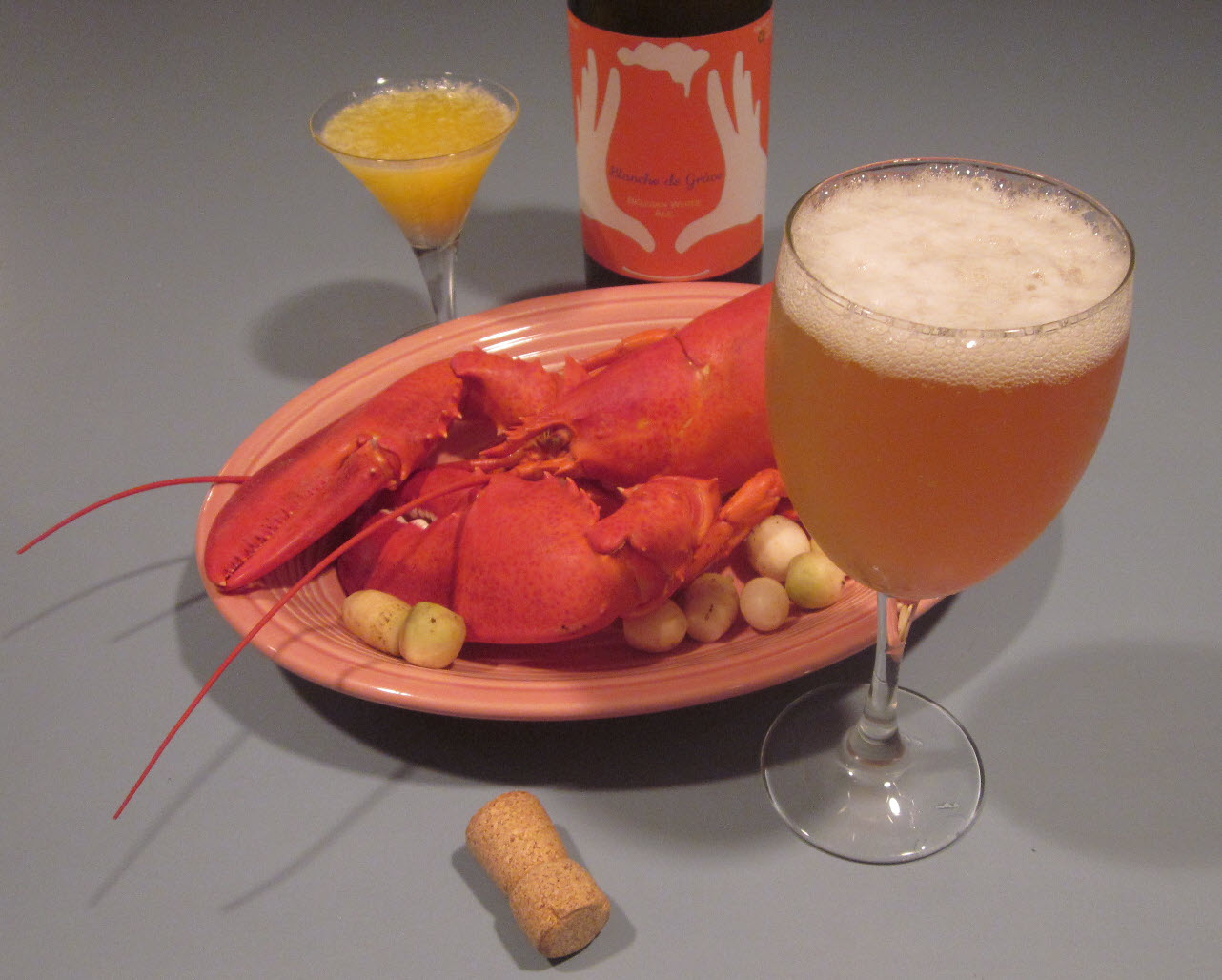 Idle Hands Blanche de Grace with a Steamed Lobster