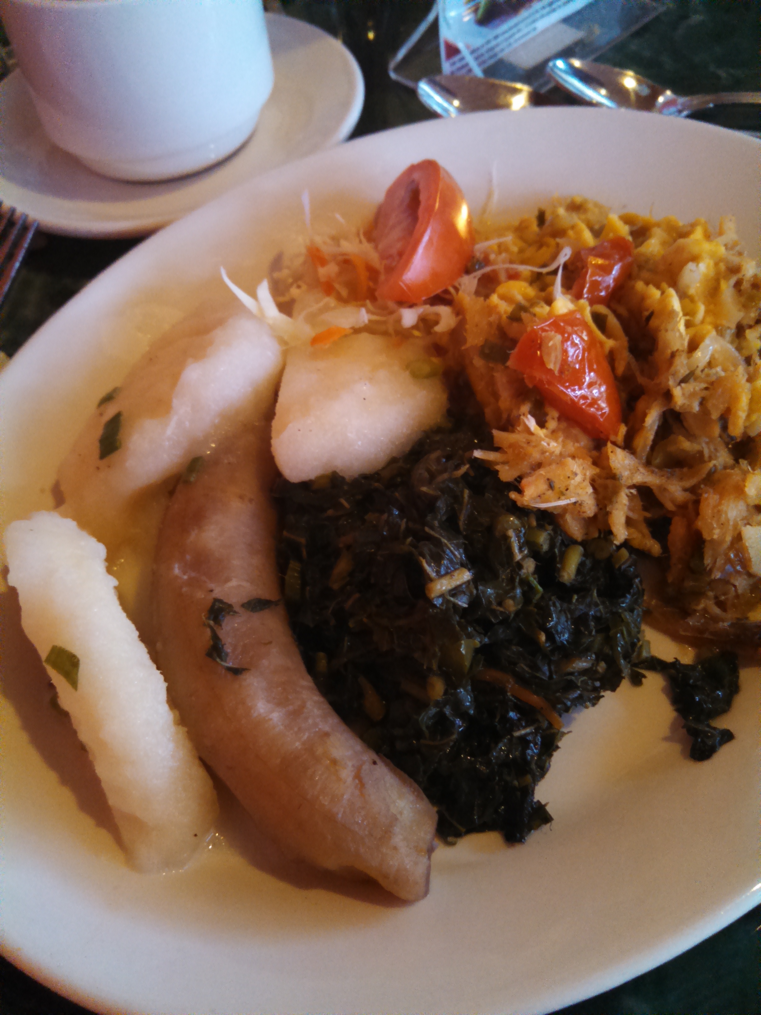 Ackee & Saltfish, Bammy, Calaloo, and GreenBanana