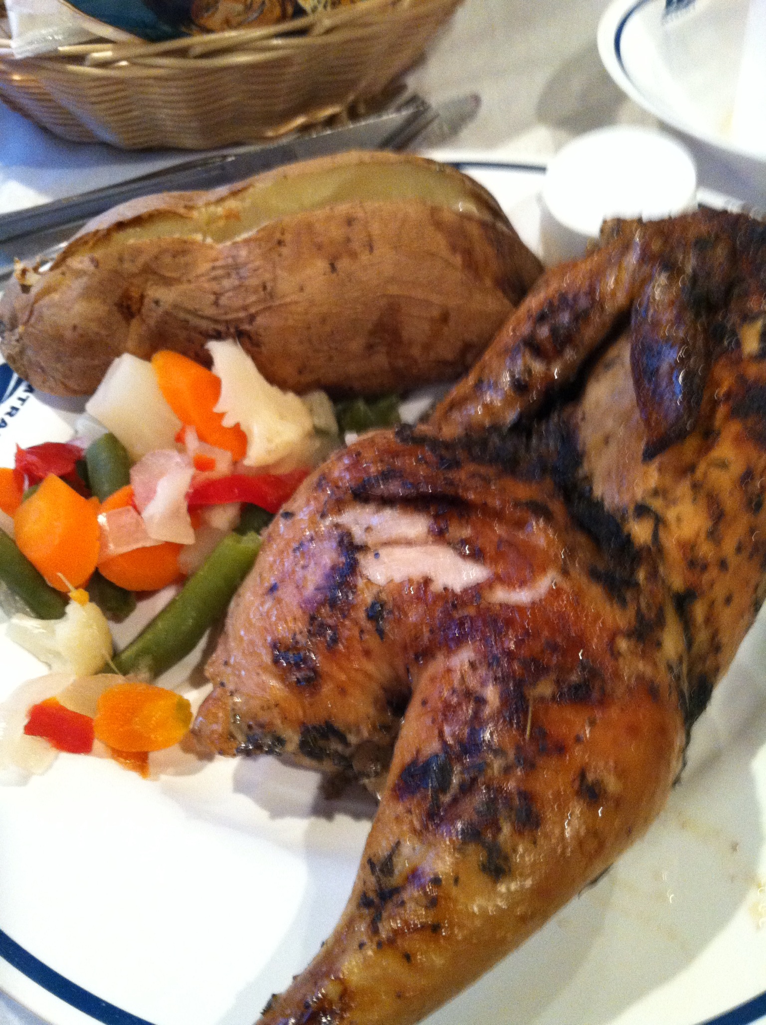 Chicken dinner in the dining car