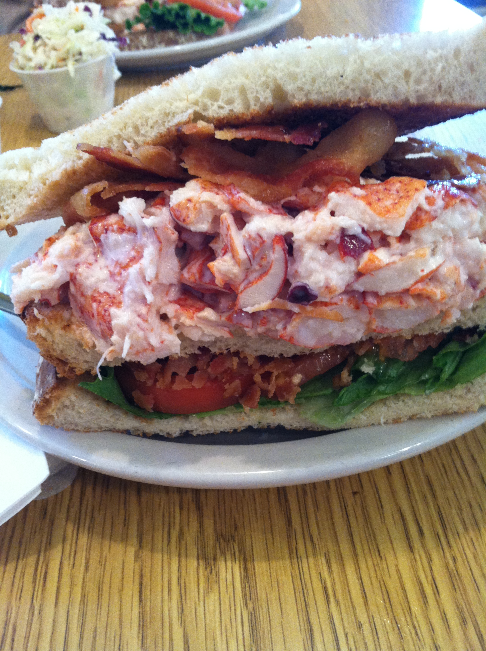 the famous lobster club sandwich at the Brass Compass Cafe in rockland