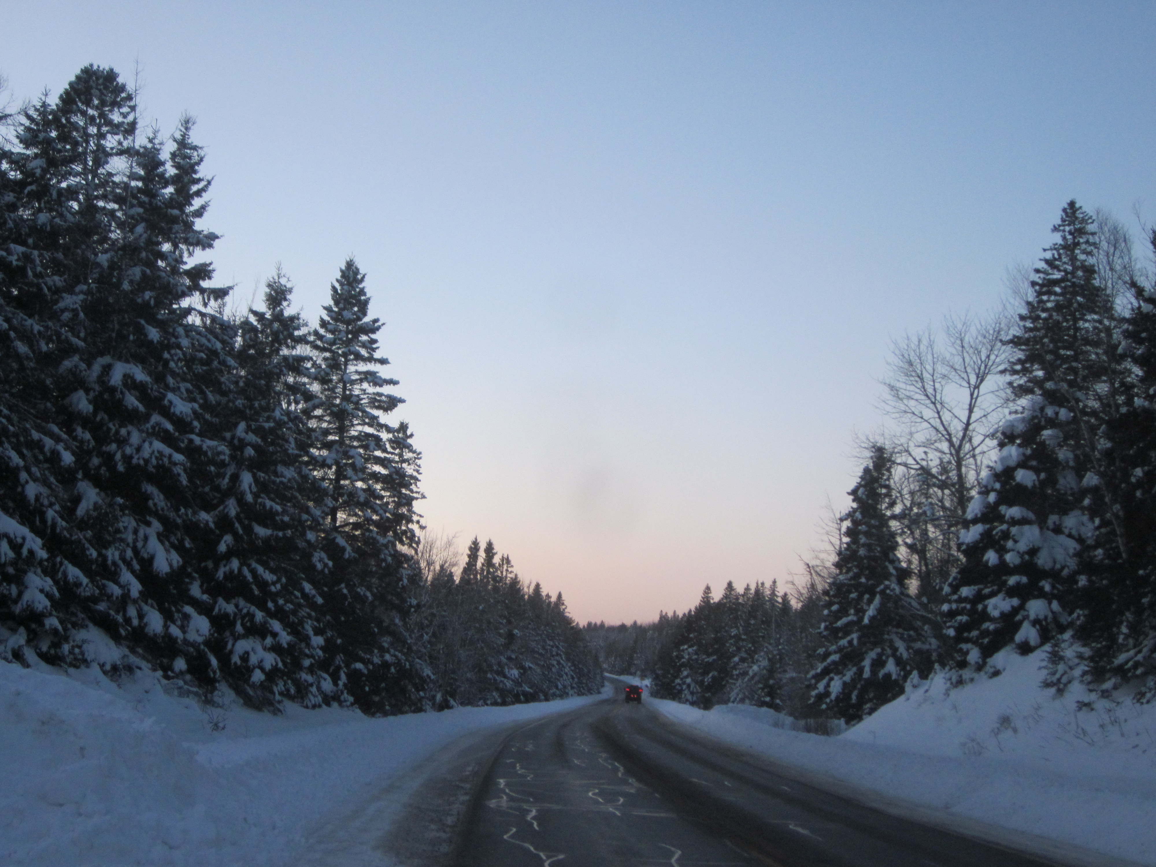 Driving along lonely Route 1 downeast in Milbridge, ME